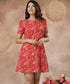 Printed Chiffon Puffed Sleeve Dress