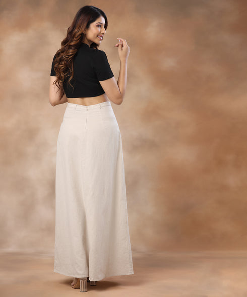 Long Mid Waist H-Line Regular Skirt