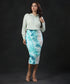 Bodycon Green Printed Midi Skirt