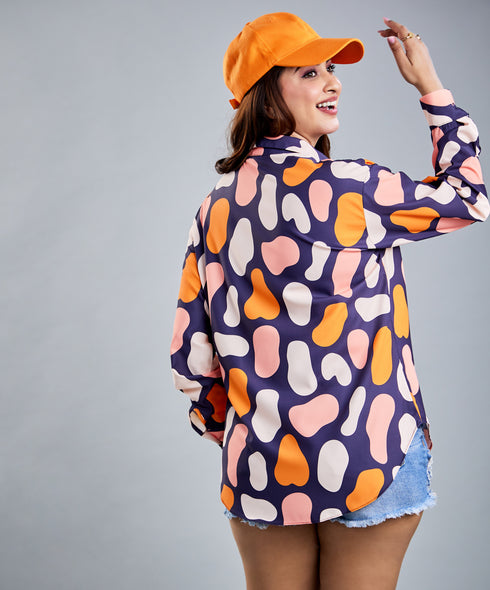 Multi Colour Oversized Printed Shirt