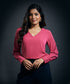 Cuff Scalloped Chiffon  Top-Pink