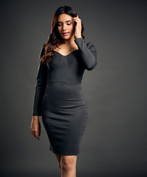 Ponte Shift Grey Dress