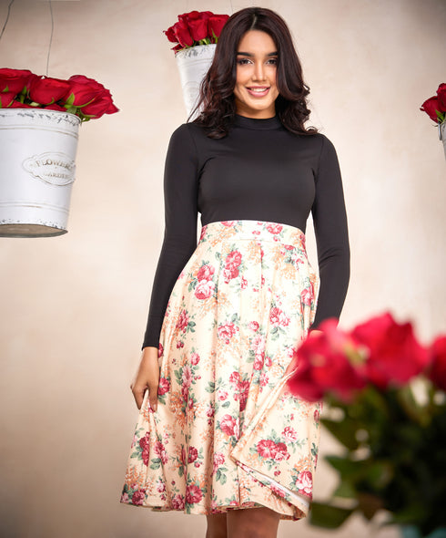 Two Tone Scuba Printed Dress