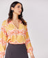 Loop Attached Printed Chiffon Top