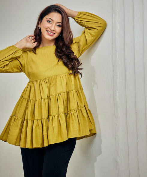 Long Sleeve Loose Fitted Peplum Top