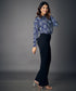 Flared Work Ponte Blue Pants