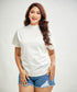 Side Gathered Crew Neck TShirt -White