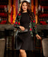 Rose Embroidered Black Dress