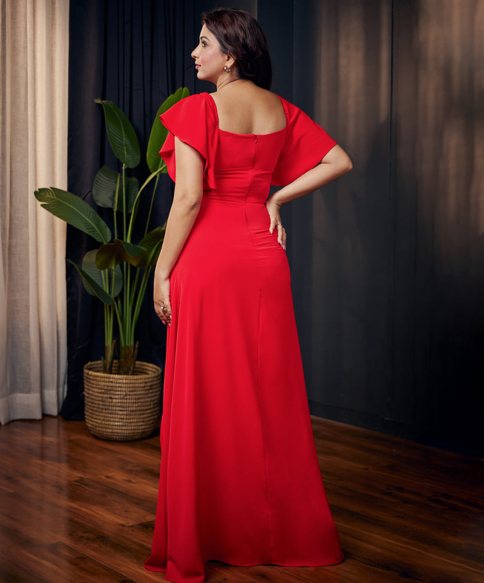 Split Sweetheart Neck Tube Maxi Dress