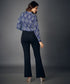 Flared Work Ponte Blue Pants