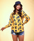 Oversized chiffon yellow printed shirt
