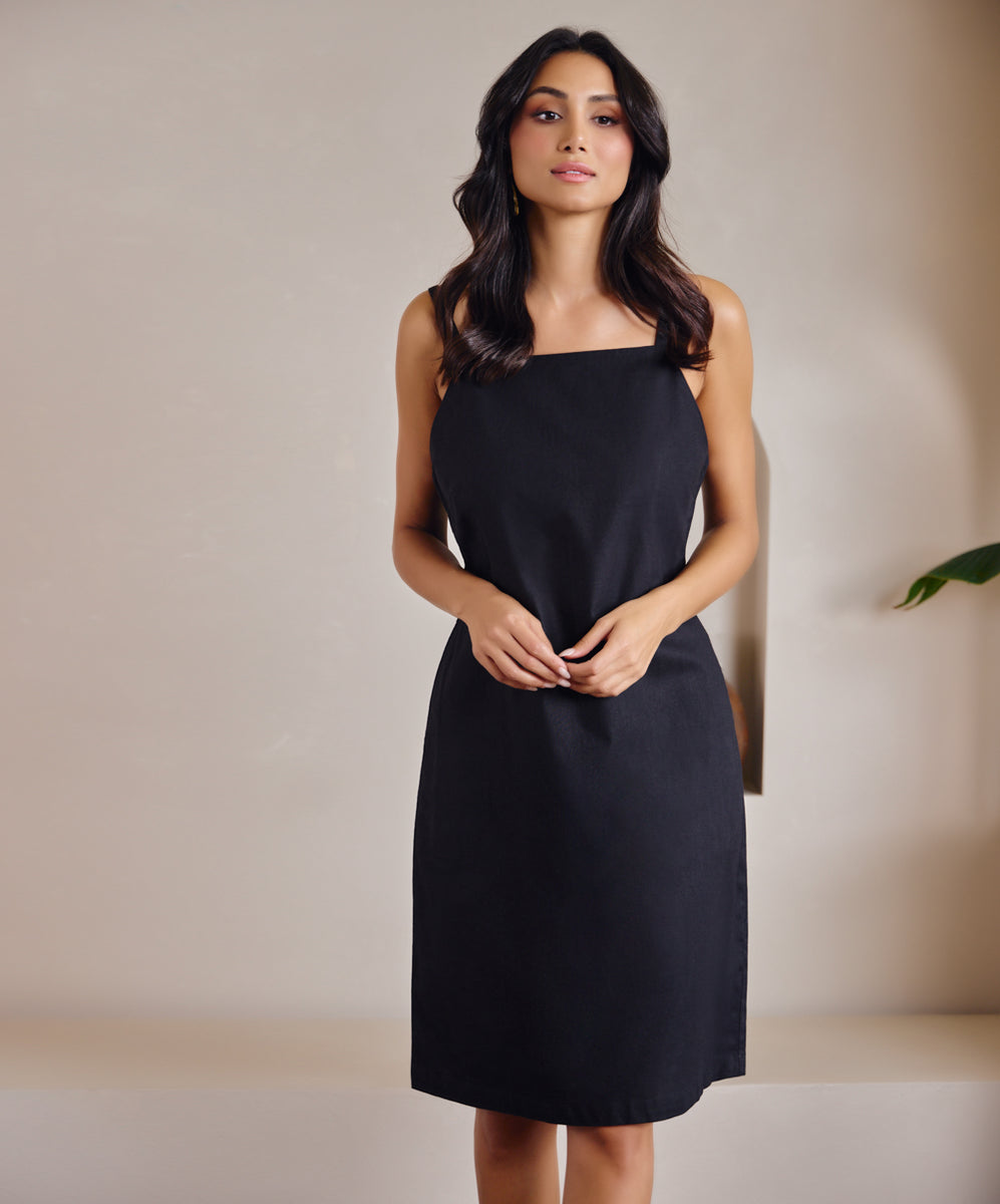 Linen Black Dress – Zigzag