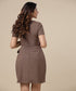 Round Neck Shift Brown Dress