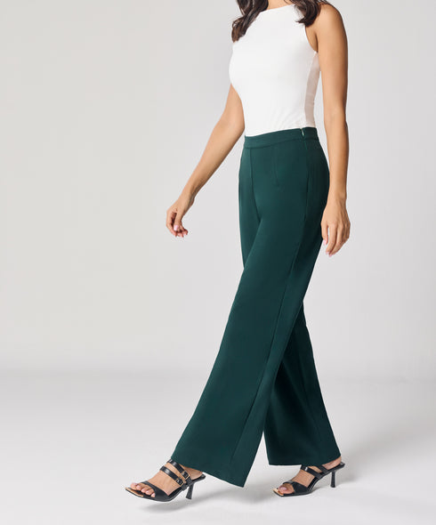 Green Flared Formal Trouser