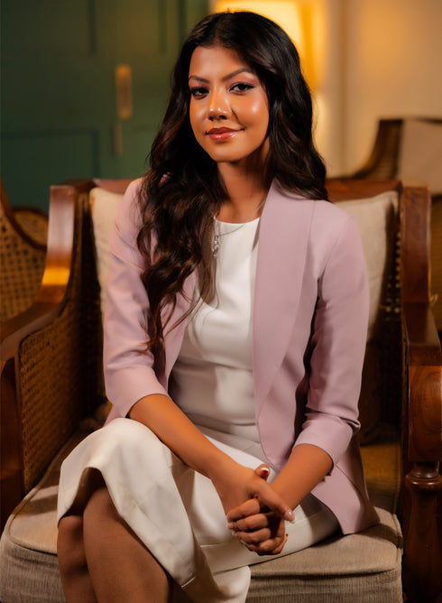 Basic Lapel Collared Blazer - Lavendar