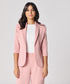 Curved Label Collared Classic Jacket- Pink