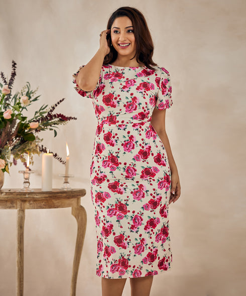 Floral Printed Puff Sleeve Dress