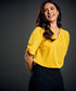 Notched Neck Yellow Blouse