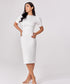Sleeve Detailed White Bodycon Dress