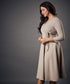 Side Looped Skater Beige Dress