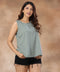 Basic Sleeveless Buttoned Laurel Green Top