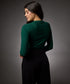 Long Sleeve Round Neck Rib Top- Dark Green
