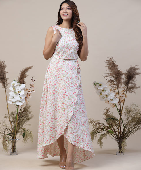 Sleeveless Top With Wrap Around Skirt