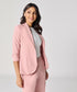 Curved Label Collared Classic Jacket- Pink