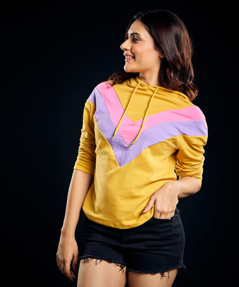 Oversized Colour Contrast Long Sleeve Hoodie