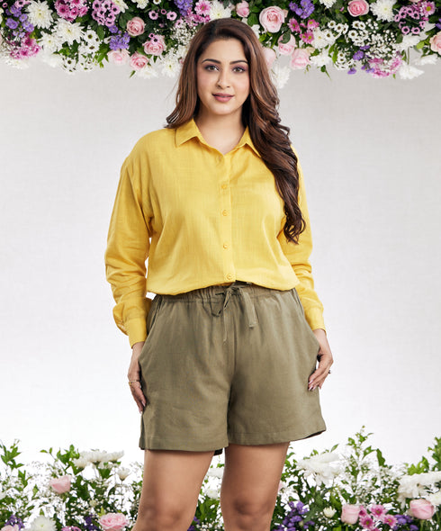 Oversized Cotton Yellow Shirt