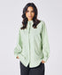 Mandarin Collar Cotton Oversized Shirt- Baby Green