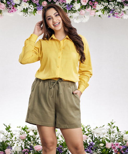 Oversized Cotton Yellow Shirt