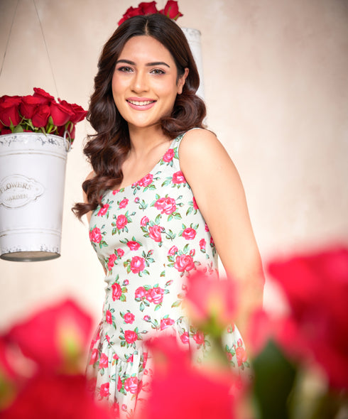 Low Waist Printed Ballerina Dress