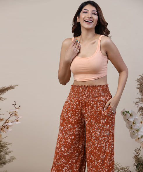 Orange Color Relax Fit Cotton Pant