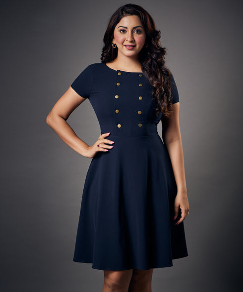 Shank Attached Navy Mini Dress