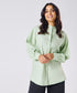 Mandarin Collar Cotton Oversized Shirt- Baby Green