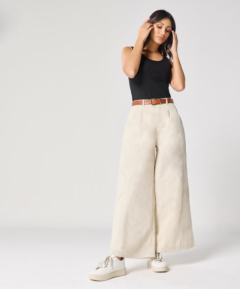Flare Light Beige Twill Pant