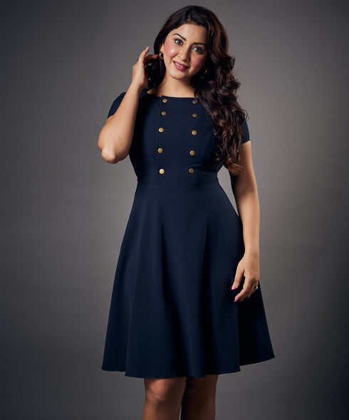 Shank Attached Navy Mini Dress