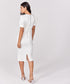 Sleeve Detailed White Bodycon Dress