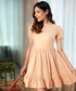 Cotton Puff Sleeve Ruffle Hem Flare Dress