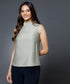Solid Satin Shoulder Dropped Olive Top