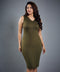 Vneck Sleeveless Bodycon Khaki Dress