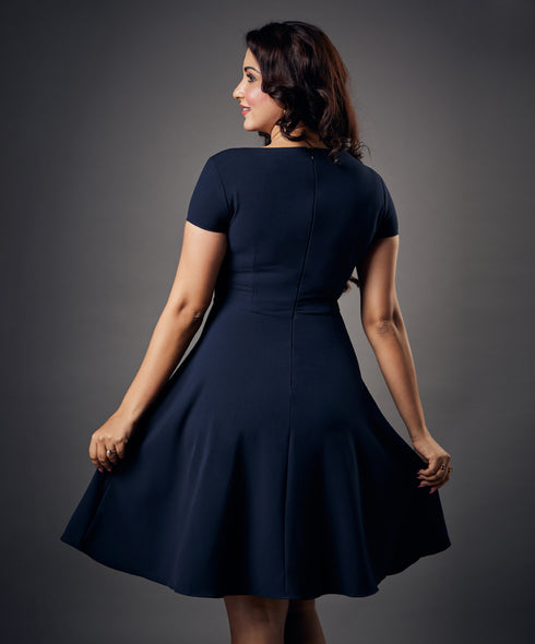 Shank Attached Navy Mini Dress
