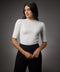 Short Sleeve High Neck Rib Top- Off White