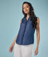 Sleeveless Hidden Placket Tencel Shirt Top