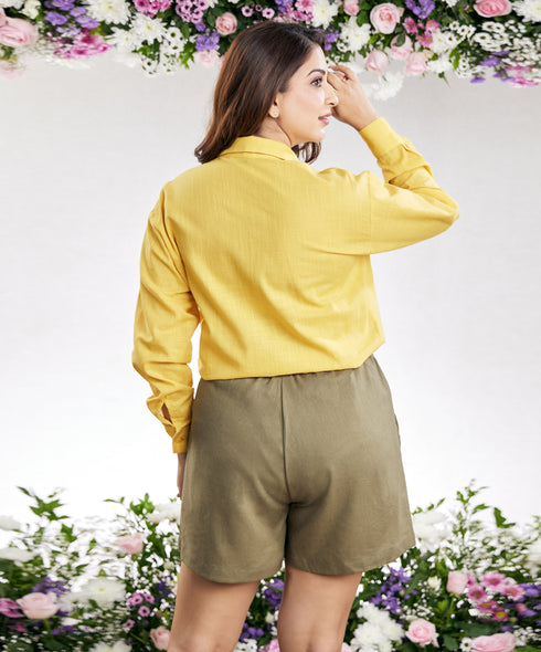 Oversized Cotton Yellow Shirt