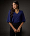 Vneck Balloon Half Sleeve Blue Top