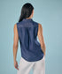 Sleeveless Hidden Placket Tencel Shirt Top