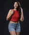 Bra Cut Rib Red Tee