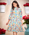 Pleated Long Sleeve Floral Dress